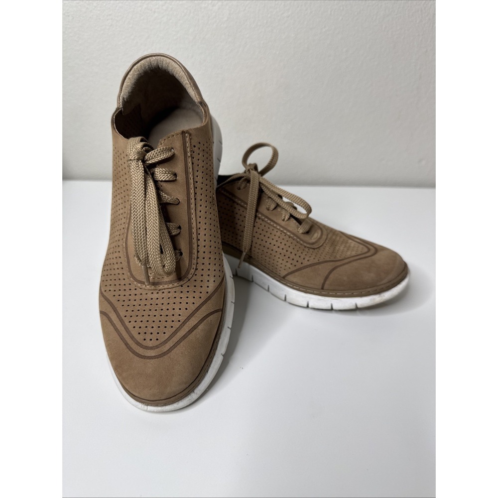 Vionic Womens Fresh Riley Lace Up Shoes Sneakers Brown Nubuck Leather 8.5 Vented